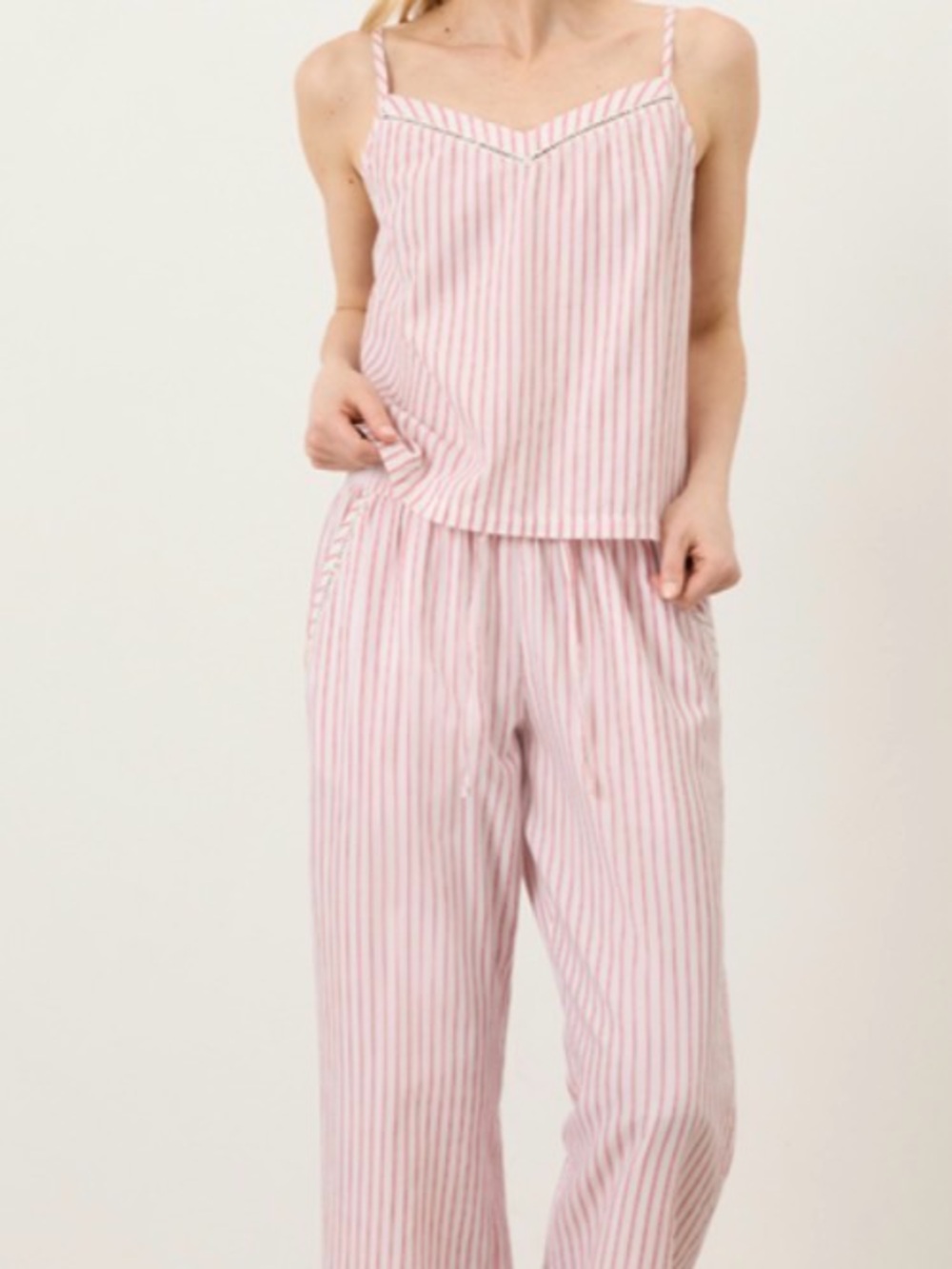 NWOT- PACT 100% ORGANIC COTTON WOMEN’S BREEZY SLEEP CAMI- MEDIUM-PINK/WHITE